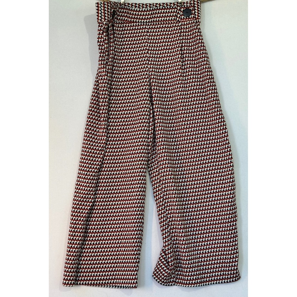 Zara TRF Geometric Print Wide Leg Pants Womens Medium Chic Business Classy